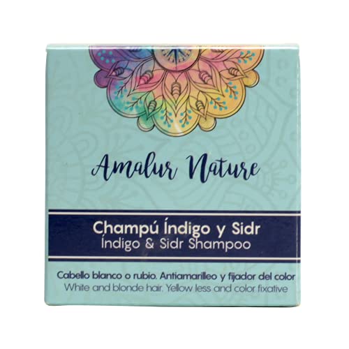 Champú sólido Índigo & Sidr sin sulfatos - Cabello rubio y canas - 100 gramos - Amalur Nature