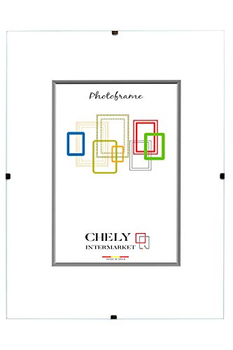 Chely Intermarket | 28A2D | Marco Clip 18x24 cm de Vidrio | Soporte sin Marco para fotografías, Posters, certificados y Recuerdos. Complemento Ideal para Colgar en la Pared(0,35)
