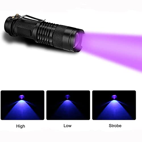 Chilymes Linterna Ultravioleta, LED Linterna UV luz Negra, Luz Ultravioleta, UV Flashlight 395 NM Luz Lampara UV (una Pieza)