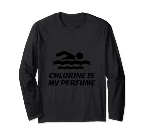 Chlorine is my perfume - Swimmer's Top Manga Larga