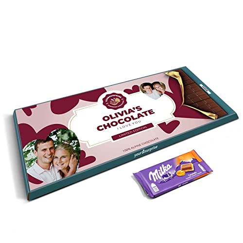 Chocolate XL Milka San Valentín personalizado - Barra de chocolate XXL Milka personalizada con el nombre y el mensaje, 9 barras de chocolate Milka varios sabores (900 Grammi - XL Milka San Valentín)