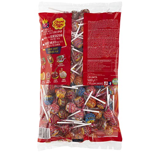 Chupa Chups Original Caramelo con Palo, de Sabores Variados, 120 x 12g