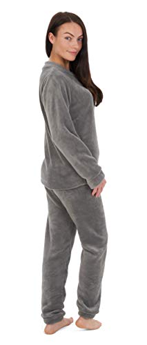 CityComfort Pijama Mujer Invierno, Conjunto de Pijama Forro Polar Super Suave (XL, Gris Oscuro)