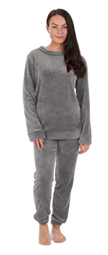 CityComfort Pijama Mujer Invierno, Conjunto de Pijama Forro Polar Super Suave (XL, Gris Oscuro)