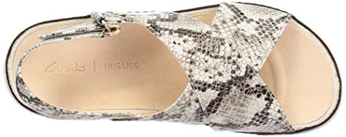 Clarks Tri Alexia Sandalias de Talón Abierto Mujer, Beige (Grey Snake Grey Snake), 39 EU