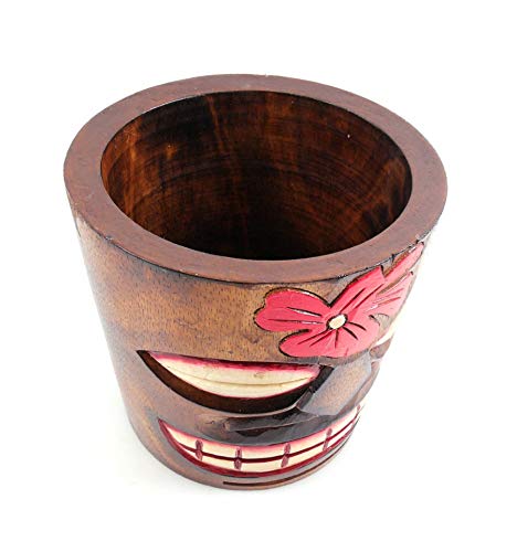 Coco Papaya Tiki - Macetero (madera), diseño de flores