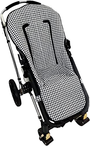 Colchoneta o funda para Bugaboo Camaleon, Buffalo, Fox + Protector de arneses. Vichy negro Rejilla 3D