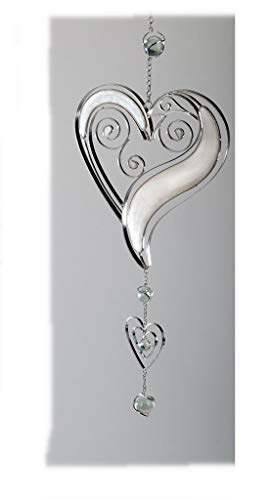 Colgante corazón plateado, Tiffany, 45 cm, blanco/plata