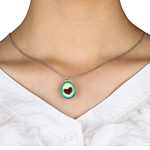 Colgante de cadena 2 piezas BFF Aguacate verde para parejas collares de amistad de amor Mejor amigo Haslkette, collares de joyería para niños Adolescentes Mejores amigos amantes y regalos de pareja