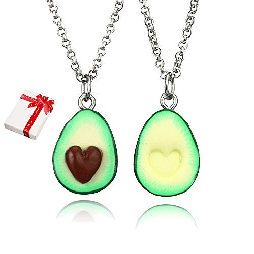 Colgante de cadena 2 piezas BFF Aguacate verde para parejas collares de amistad de amor Mejor amigo Haslkette, collares de joyería para niños Adolescentes Mejores amigos amantes y regalos de pareja