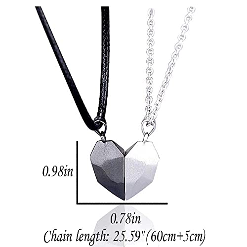 Collar MagnéTico para Parejas,2 Collares a Juego con la AtraccióN Mutua,Stainless Steel Love Heart-Shaped,Regalo RomáNtico Sorpresa para Novia, Novio, Marido, Esposa