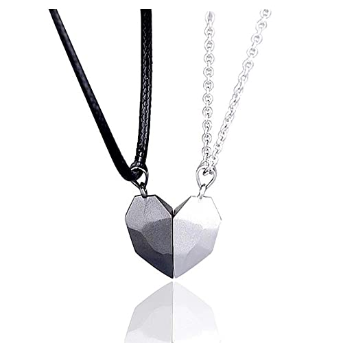 Collar MagnéTico para Parejas,2 Collares a Juego con la AtraccióN Mutua,Stainless Steel Love Heart-Shaped,Regalo RomáNtico Sorpresa para Novia, Novio, Marido, Esposa