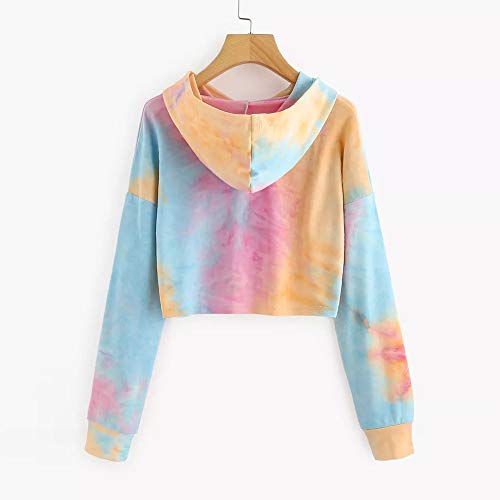 Color Tie Dye Sudaderas Tumblr Cortas con Capucha para Mujer Chica Adolescente Niña