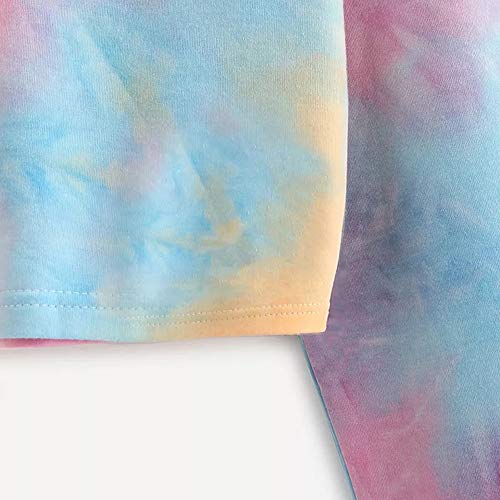 Color Tie Dye Sudaderas Tumblr Cortas con Capucha para Mujer Chica Adolescente Niña