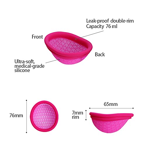 Copas menstruales, suaves, flexibles, de silicona de grado médico, tazas de época con bolsa de almacenamiento (disco grande)