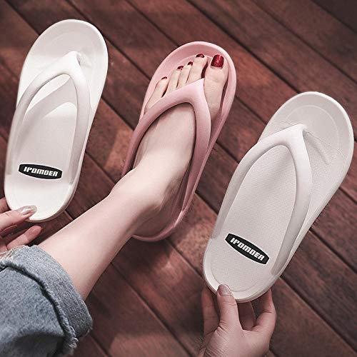 COQUI Sandalia Mujer,Chanclas de Verano Flops Femenino Moda Ropa Coreana Nueva Pareja Zapatos de Playa Gruesa Fondo de Hombre Gran tamaño Fresco hacia-Blanco_35/36