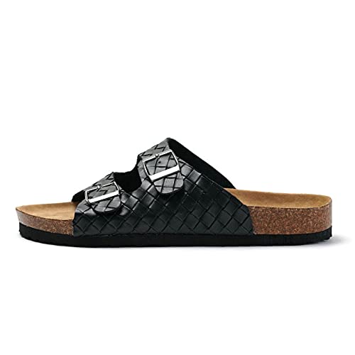 COQUI Slippers,2021 Nuevo Primavera Summer Cork Slippers Hombres Pareja Tejido Playa de Mujer Zapatos Estudiantes Ocio Cross-Border-Negro_39