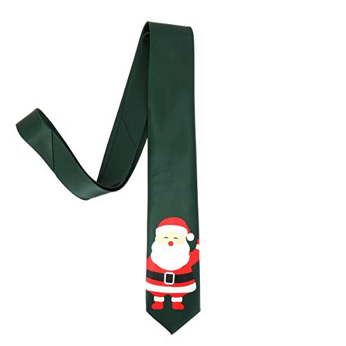 Corbata de Papá Noel Verde, roja y blanca - Corbata de Navidad Original y Elegante - Disfraz de Navidad o Accesorio de Disfraz - Corte Clásico de 7cm - Modelo unisex para Hombre o Mujer