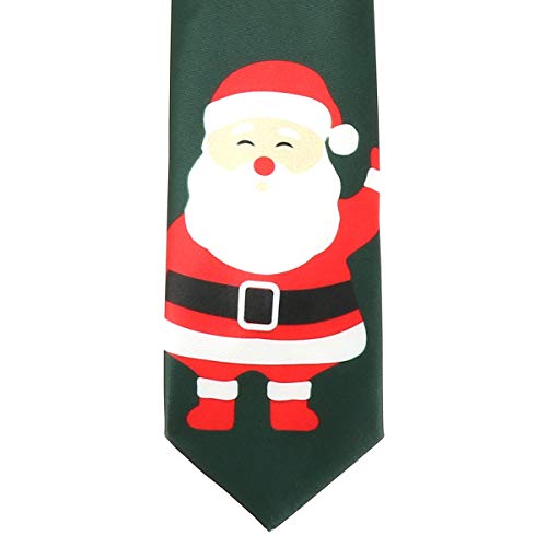 Corbata de Papá Noel Verde, roja y blanca - Corbata de Navidad Original y Elegante - Disfraz de Navidad o Accesorio de Disfraz - Corte Clásico de 7cm - Modelo unisex para Hombre o Mujer