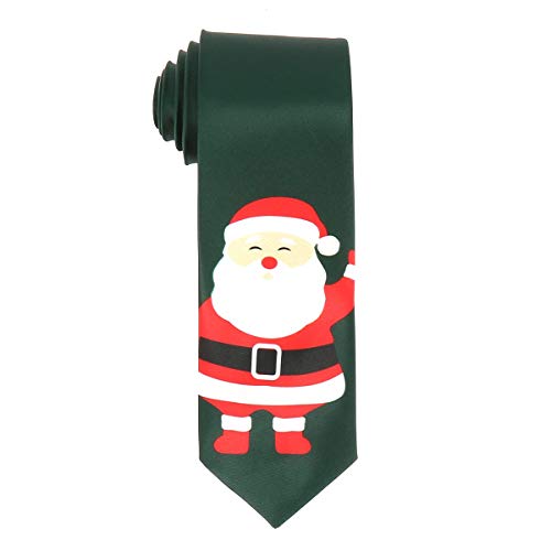 Corbata de Papá Noel Verde, roja y blanca - Corbata de Navidad Original y Elegante - Disfraz de Navidad o Accesorio de Disfraz - Corte Clásico de 7cm - Modelo unisex para Hombre o Mujer