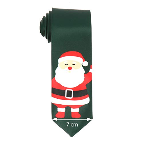 Corbata de Papá Noel Verde, roja y blanca - Corbata de Navidad Original y Elegante - Disfraz de Navidad o Accesorio de Disfraz - Corte Clásico de 7cm - Modelo unisex para Hombre o Mujer