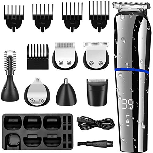 Cortapelos Hombre,Recortadora de barba Profesional,Maquina Cortadora de Pelo Recargable,Set de Multifunción Cortapelos/Nariz/Barba/Cara/Cuerpo y Máquina de Afeitar Precisión Impermeable 6 en 1