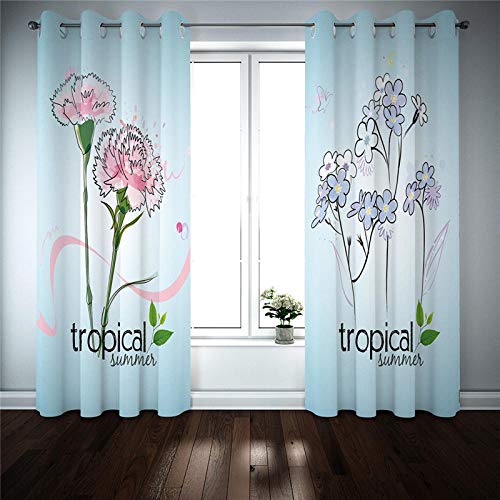 Cortinas AislantesTermicas con Ojales 2 Piezas 140 X 245 cm - Flores Elegantes, 3D Impresión Digital Cortinas Opacas De Térmica Aislante Adecuado para Balcon Salón Habitación Dormitorio