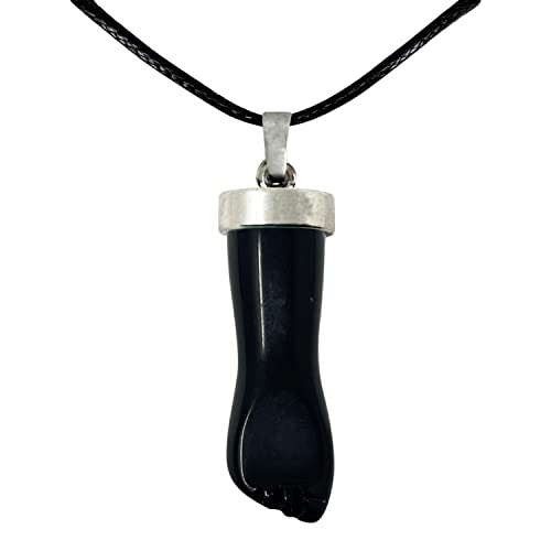 Cotigo Colgante Piedra Natural Forma Mano Puño Higa Agata Negra Amuleto Higa Material Piedra Preciosa Collar Para Mujer u Hombre Unisex suerte protector de mal de ojo (Agata Negra)