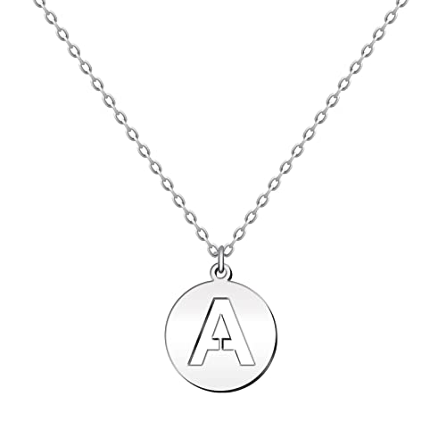 Cotigo - Collar Letra A acero inoxidable - Colgante letra inicial A-Z - Collar mujer – Cadena con dije letras - Regalo personalizado para mujer, niña, mejor amiga (A-Plateado)