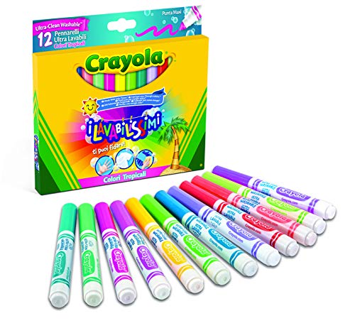 Crayola 58-8335 - I Lavabilissimi 12 Rotuladores, Punta Maxi, Colores Tropicales