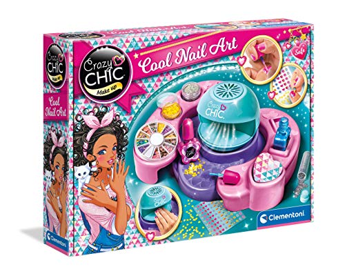 Crazy Chic Clementoni- Chic-Cool Nails Maquillaje niña Set manicura, Multicolor (Clementoni S.p.A 18599) + Clementoni-15225 Decora tu Cabello Juego para Decorar el Cabello a Partir de 6 años