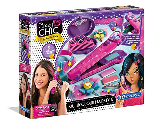 Crazy Chic Clementoni- Chic-Cool Nails Maquillaje niña Set manicura, Multicolor (Clementoni S.p.A 18599) + Clementoni-15225 Decora tu Cabello Juego para Decorar el Cabello a Partir de 6 años