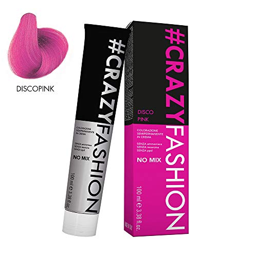 Crazy Fashion - Crema Colorante Semipermanente para el Cabello - Sin Amoníaco, Resorcinol ni PPD - Tintes Temporales para el Cabello - Colorante Disco Pink - Tubo de 100 ml