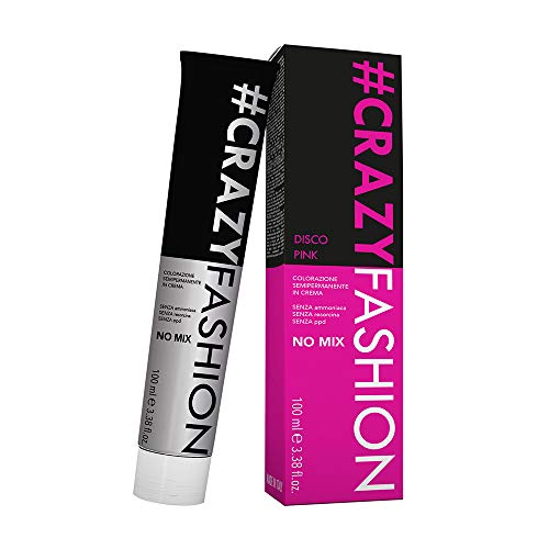 Crazy Fashion - Crema Colorante Semipermanente para el Cabello - Sin Amoníaco, Resorcinol ni PPD - Tintes Temporales para el Cabello - Colorante Disco Pink - Tubo de 100 ml