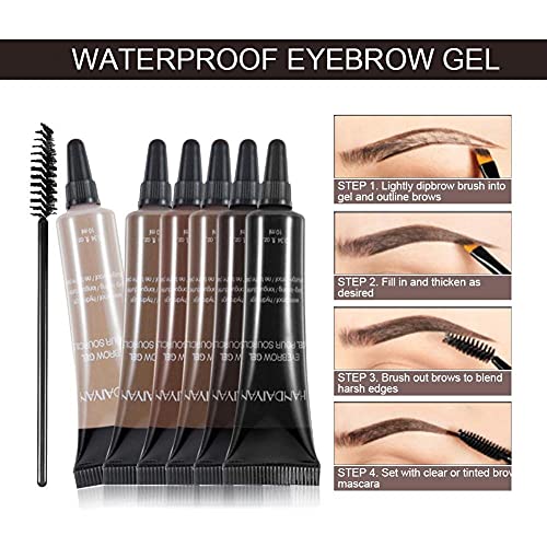 Crema para elineador de cejas con pincel, Gel profesional para cejas Ceja impermeable Ceja Gel de cejas Tinte Cejas Pincel Herramientas cosméticas(3)