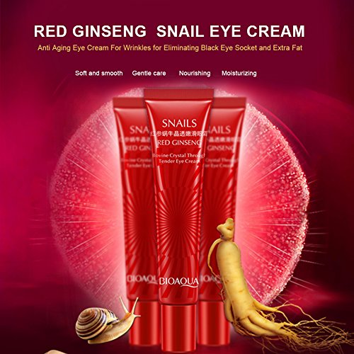 Crema para los ojos con extracto de caracol y ginseng rojo, antiarrugas, reduce la hinchazón y las ojeras, tratamiento de crema para los ojos antienvejecimiento, tratamiento para bolsas debajo de los