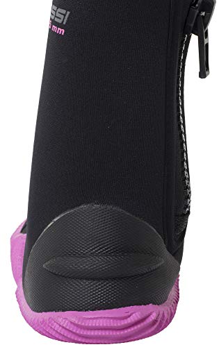 Cressi Isla Botas de Buceo con Suela y Cremallera, 5mm, Unisex Adulto, Negro (Black/Pink), XS