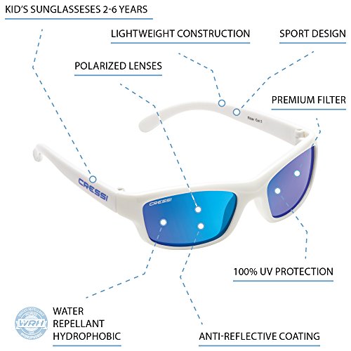 Cressi Yogi - Gafas de Sol para Niños, Unisex, 100% de Protección UV, Blanco/Rosa