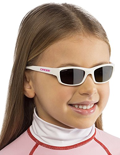 Cressi Yogi - Gafas de Sol para Niños, Unisex, 100% de Protección UV, Blanco/Rosa