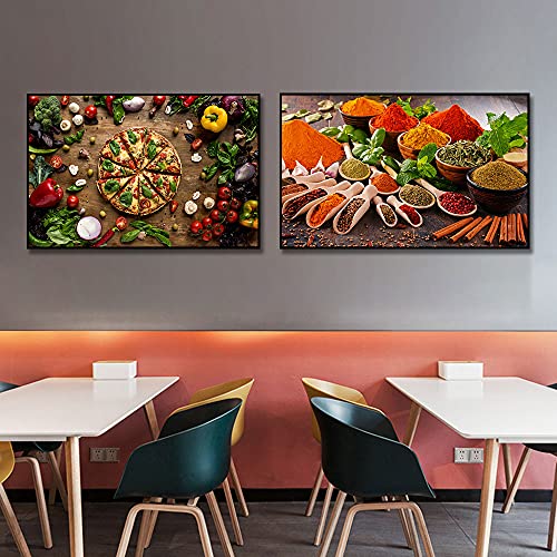 Cuadro Lienzo Decoracion Granos especias cuchara pimientos lienzo pintura decoración de cocina carteles impresiones para el comedor imágenes artísticas de pared decoración artística para el hogar