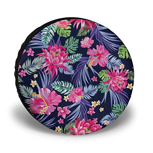 Cubierta de neumático Exotic Flowers Cubiertas de la Rueda de respuesto Funda Protectora para Rueda de Repuesto ​de Polyester Auto Coche Vehiculos 15 Pulgadas