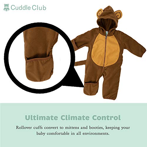 Cuddle Club Mono Polar Bebé para Recién Nacidos a Niños 4 Años - Pijamas Infantiles Chaqueta de Invierno Abrigo Polar Niño Mono de Niños - MonkeyBrown/Tan0-3m