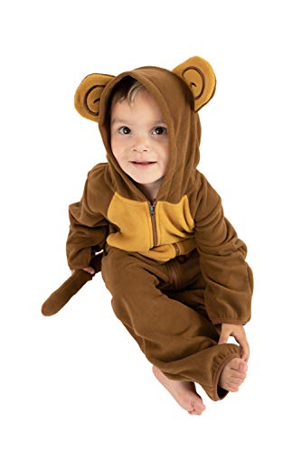 Cuddle Club Mono Polar Bebé para Recién Nacidos a Niños 4 Años - Pijamas Infantiles Chaqueta de Invierno Abrigo Polar Niño Mono de Niños - MonkeyBrown/Tan0-3m