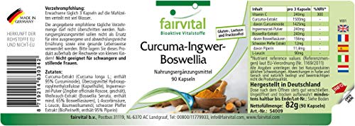 Cúrcuma, jengibre y Boswellia con vitamina C - Vegano - 90 cápsulas - con pimienta negra