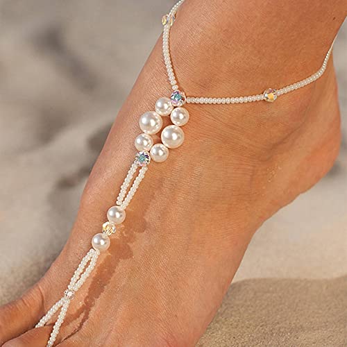 CXWK Tobillera con Colgante de imitación de múltiples Capas de Bohemia para Mujer, Cadena de pie, Pulsera de Pierna de Playa Larga, joyería de Tobillos Sexis