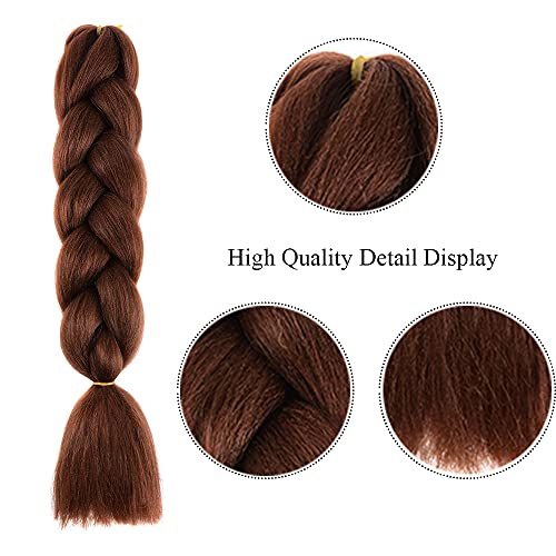 Cybelleza 3 piezas / 300 g Extensiones de cabello trenzado de 24 '' Jumbo Braids Sintético Kanekalon Crochet Hair Afro Box Trenza resistente al calor (Castaño oscuro)