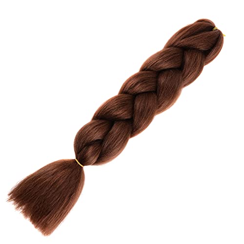 Cybelleza 3 piezas / 300 g Extensiones de cabello trenzado de 24 '' Jumbo Braids Sintético Kanekalon Crochet Hair Afro Box Trenza resistente al calor (Castaño oscuro)