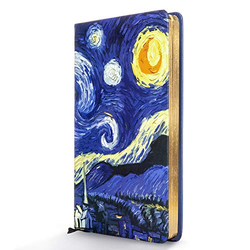 Czemo Cuaderno A5 Libretas Bonitos Bloc de Notas Van Gogh Cuaderno artístico de bolsillo con tapa dura Diario de Viaje con Páginas Rayadas (La Noche Estrellada)