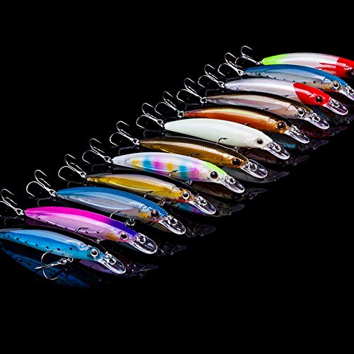 DACCU Señuelos de Pesca Wobblers 3D Eyes Flotante Luminoso Crankbaits para Topwater Sea Carp Cebos Duros Pesca Isca 12 Colores, K