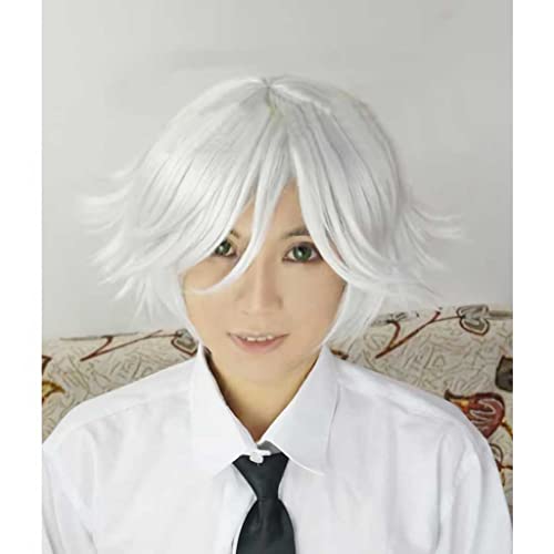 Dagua Peluca Cosplay Anime，Peluca Kamisama Kiss Mizuki，Silver White Short Peluca Cosplay,con Red de Peluca Gratis,Halloween Hair,para Cosplay De Fiesta ​Diari